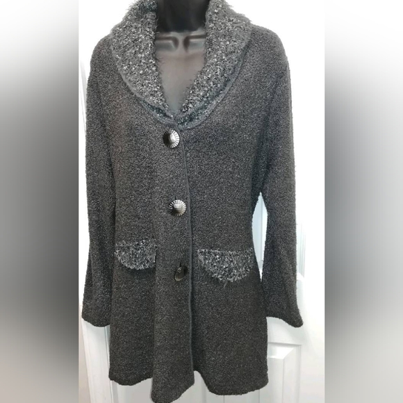Papa black and grey boucle coat - Picture 3 of 6